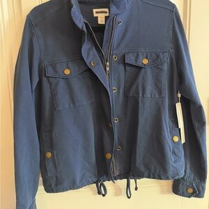 Caslon® Crop Utility Jacket (Nordstrom Rack)  
Blue Jacket with Gold Buttons